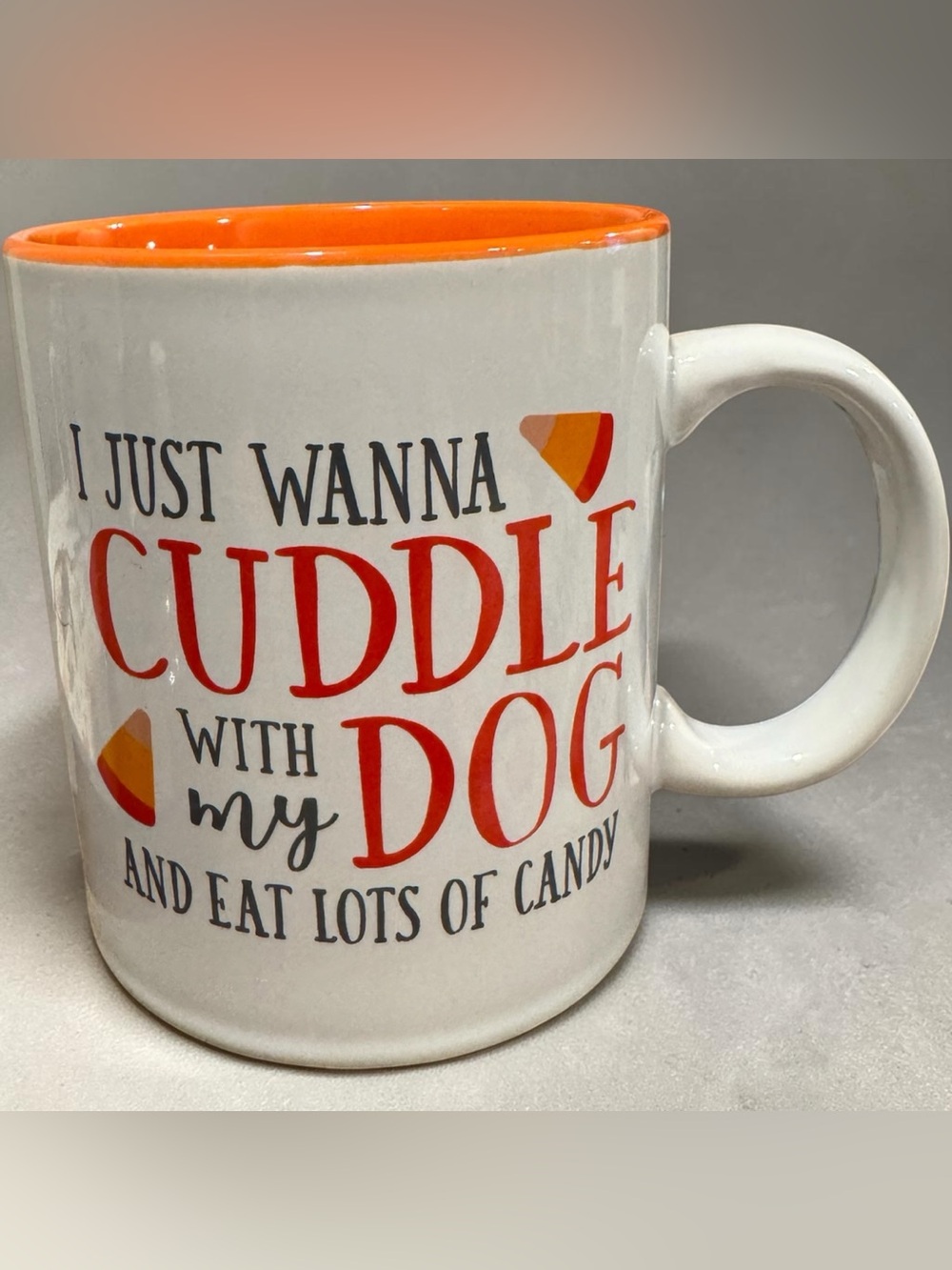 Open Road Brands Orange and White Dog Cuddle Mug